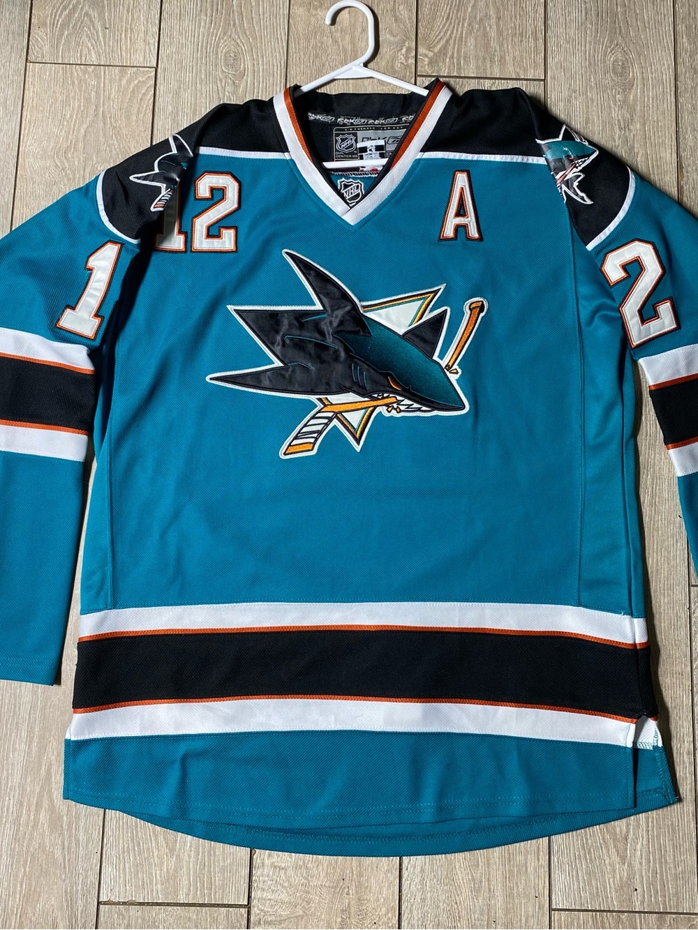 VTG Patrick Marleau San Jose Sharks Reebok Jersey Teal #12 Alternate Captain 56